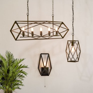 Searchlight Chassis - Kronleuchter - 86 x 26 x 90 cm - mattschwarz