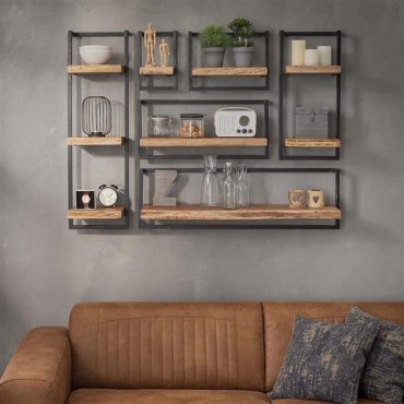 Vico Edge - Wandregal - 30 x 25 x 65 cm - Akazienholz