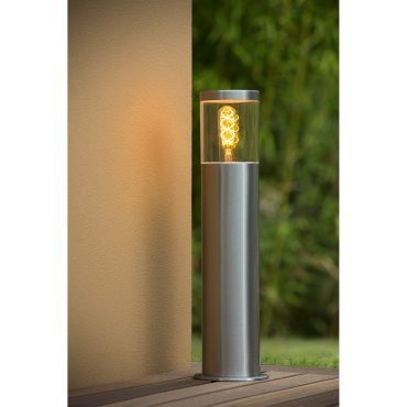 AUSSTELLUNGSSTÜCK - Lucide Fedor - Gartenleuchte - Ø 13 x 49 cm - IP44 - Chrom matt