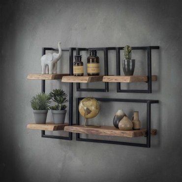 Vico Edge - Wandregal - 65 x 25 x 30 cm - Akazienholz