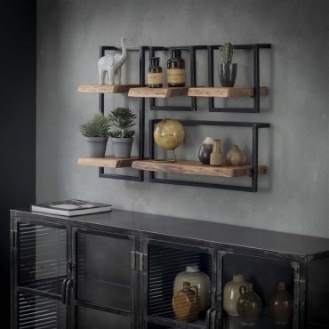 Vico Edge - Wandregal - 30 x 25 x 30 cm - Akazienholz