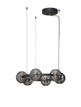 Nova Luce Las - Hängelampe - Ø 63 x 160 cm - 60W dimmbar LED inkl. - sand schwarz, gold und rauchgrau