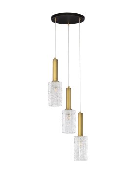 Nova Luce Certa - Hängelampe - Ø 30 x 120 cm - 12W LED inkl. - klarglas, messinggold und schwarz