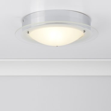 Searchlight Bathroom Flush - Badezimmer-Deckenleuchte - Ø 30 x 10 cm - IP44 - Chrom