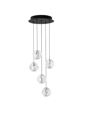 Nova Luce Ifos - Hängelampe - Ø 30 x 150 cm - 25W dimmbar LED inkl. - Sand Schwarz und verchromtes Metall