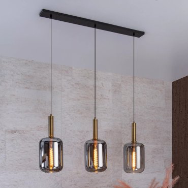 Lucide Joanet - Hängeleuchte - 110 x 22 x 180 cm - Rauchglas und Messing