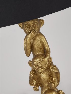 AUSSTELLUNGSSTÜCK - Searchlight 3 Wise Monkey - Tischleuchte - Ø 28 x 51,5 cm - schwarz/gold