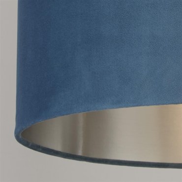 Searchlight Velvet Drum - Lampenschirm - Ø 28 x 18 cm - blau-grün und silber