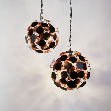 Searchlight Discus - Hängeleuchte - Ø 47 x 135 cm - schwarz und gold