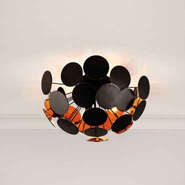 Searchlight Discus - Deckenleuchte - Ø 52 x 27 cm - schwarz und gold
