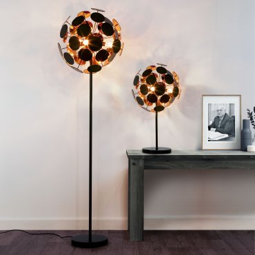 Searchlight Discus - Tischleuchte - Ø 48 x 65 cm - schwarz und gold