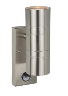Lucide Arne - Wandleuchte mit Bewegungssensor - 6,3 x 12 x 22,5 cm - 2 x 5W LED inkl. - IP44 - Chrom satiniert