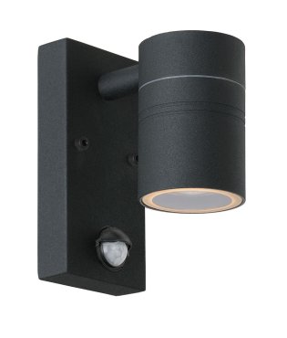 Lucide Arne - Außenwandleuchte mit Bewegungssensor - 6,3 x 12 x 16 cm - 5W LED inkl. - IP44 - schwarz