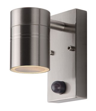 Lucide Arne 1 - Außenwandleuchte mit Bewegungssensor - 6,3 x 12 x 16,3 cm - 5W LED inkl. - IP44 - Chrom satiniert