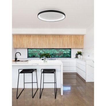 Nova Luce Pertino - Deckenleuchte - Ø 58 x 6 cm - 48W dimmbare LED inkl. - Sand schwarz