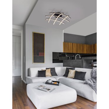 Nova Luce Gropius - Deckenleuchte - Ø 59 x 15 cm - 36W dimmbare LED inkl. - Sand schwarz