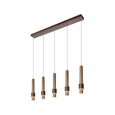 Lucide Margary - Pendelleuchte - 103 x 8 x 169 cm - 5 x 4.2W dimmbare LED inkl - Kaffee