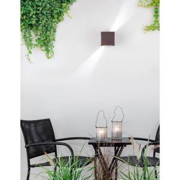 Nova Luce Como - Außenwandleuchte - 11,2 x 11,2 x 11,2 cm - 2 x 3W LED inkl. - IP54 - antikbraun