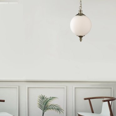 Searchlight Avalon - Pendelleuchte - Ø 25 x 100 cm - Opalweiß und Messing antik