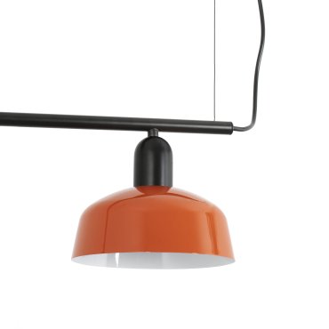 Faro Tatawin S - Pendelleuchte - 100 x 18,4 x 210 cm - schwarz satiniert und rötlich orange glänzend