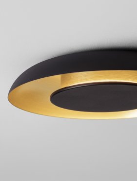 Nova Luce Epos - Deckenleuchte - Ø 40 x 6 cm - 24W dimmbar LED inkl. - Sand schwarz und gebürstetes gold