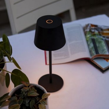 Lutec Roble - wiederaufladbare Outdoor-Tischleuchte - Ø 11 x 28 cm - 1.1W LED inkl. - IP54 - schwarz