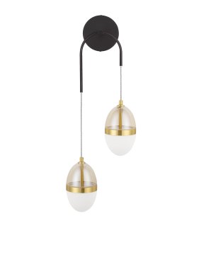 Nova Luce Egna - wandleuchte - 27 x 76 x 14,5 cm - 24W LED inkl. - Opal, Cognacglas, gold und schwarz