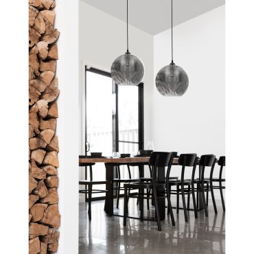 Nova Luce Jerardo - Pendelleuchte - Ø 30 x 140 cm - Rauchglas mit Blasen