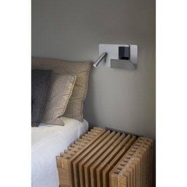 Faro Suau Right - Wandleuchte mit Schalter und USB-Anschluss - 28 x 12 x 15,5 cm - 3W LED inkl. - silber