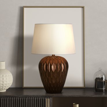 Searchlight Rosetta - Tischleuchte - Ø 40 x 58 cm - Bronze und Weiß