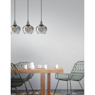 Nova Luce Cedro - Pendelleuchte 3L - 80 x 130 cm - Rauchglas