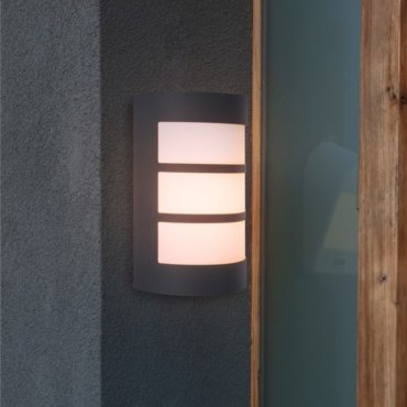 Lutec Nila - Außenwandleuchte - 16 x 10 x 22 cm - IP44 - grau