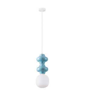 Nova Luce Clio - Hängelampe - Ø 18 x 215 cm - blau, weiß und Opalglas
