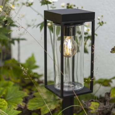 Lutec Flair - Solar Gartenpfosten - 12 x 12 x 76 cm - 2W LED inkl. - IP44 - schwarz