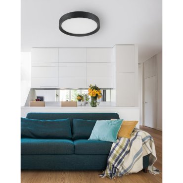 Nova Luce Luton - Deckenleuchte - Ø 55 x 8,5 cm - 47W LED inkl. - sand schwarz und matt weiß