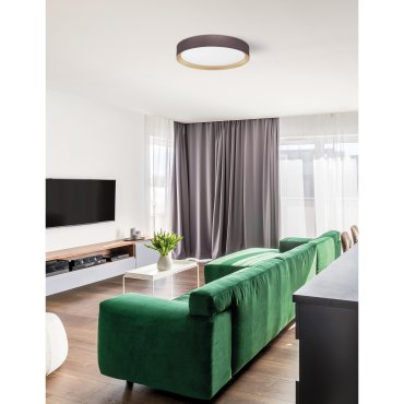 Nova Luce Luton - Deckenleuchte - Ø 55 x 8,5 cm - 47W LED inkl. - kaffeebraun und mattweiß