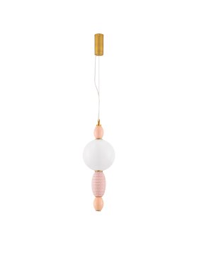 Nova Luce Obrie - Hängelampe - Ø 20 x 180 cm - 12W LED inkl. - messing gold, orange und rosa