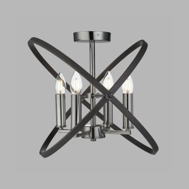Searchlight Hoopla - Deckenleuchte - Ø 45 x 33 cm - Zinn und Braun