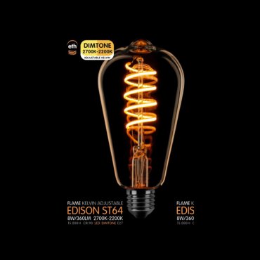 ETH LED-Spirale Edison - E27 - dimtone - 6W - 2700K bis 2200K - gold