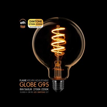 ETH LED-Spiralkugel - Ø 9,5 cm - E27 - Dimtone - 8W - 2700K bis 2200K - gold