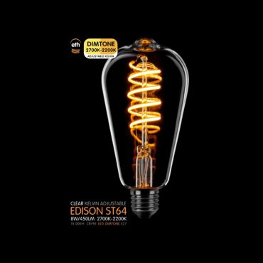 ETH LED-Spirale Edison - E27 - dimtone - 8W - 2700K bis 2200K - transparent