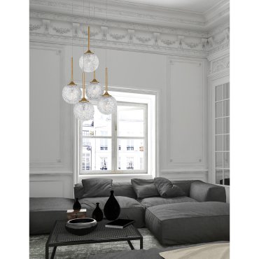 Nova Luce Mirano - Pendelleuchte - Ø 42 x 180 cm - Messing gold und transparent