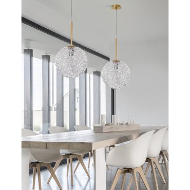 Nova Luce Mirano - Pendelleuchte - Ø 30 x 180 cm - Messing gold und transparent
