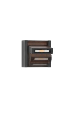 Nova Luce Kioo - Außenwandleuchte - 14 x 14 x 8 cm - 10W LED inkl. - IP65 - Sand schwarz und Holz