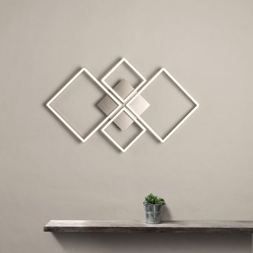 Searchlight Wall Art - Wandleuchte - 71,5 x 52 cm - 39W LED inkl - weiß und satiniert silber