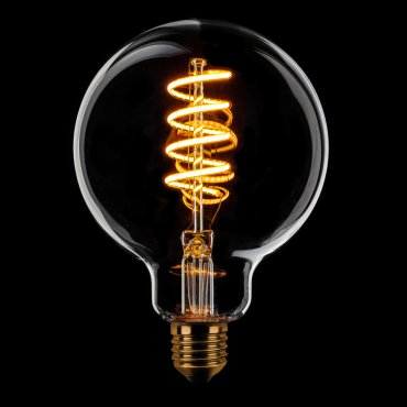 ETH Globe Spiral LED Filament - Ø 9,5 cm - E27 - 3 Stufen dimmbar - 7W - 1800K - transparent