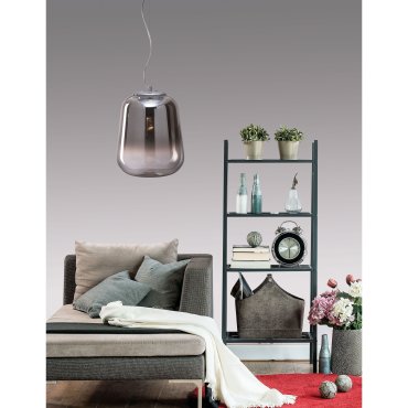 Nova Luce Oliverio - Pendelleuchte - Ø 25 x 120 cm - Rauchglas und Chrom