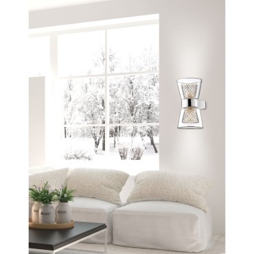Nova Luce Boccale - Wandleuchte - 12,6 x 12 x 18 cm - 2 x 33W Halogen inkl. - Chrom und transparent