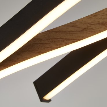 Searchlight Bloom - Pendelleuchte - 108 x 150 cm - 3 Stufen dimmbar - 38W LED inkl. - schwarz und Holz