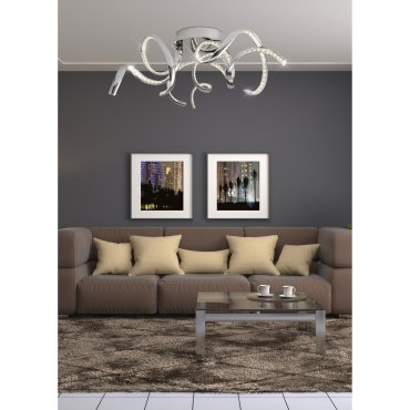 Searchlight Twirls - Deckenleuchte - Ø 75 x 25 cm - 38W LED inkl. - Chrom